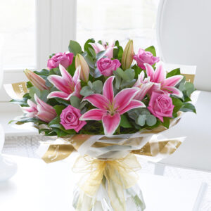 Pink Rose & Lily Hand-tied