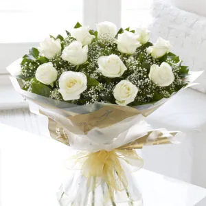 Heavenly White Rose Hand-tied