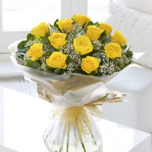 Heavenly Yellow Rose Hand-tied