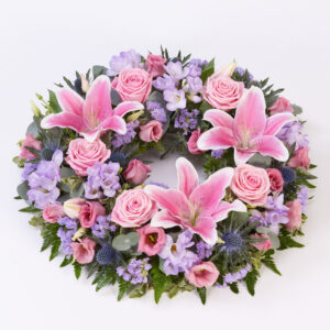 Rose and Lily Wreath Pink & Lilac