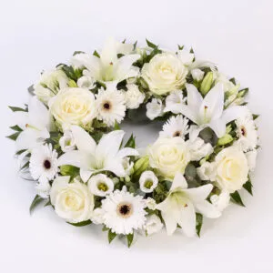Rose and Lily Wreath White