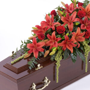 Lily and Rose Casket Spray Red