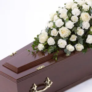 Rose and Carnation Casket Spray White