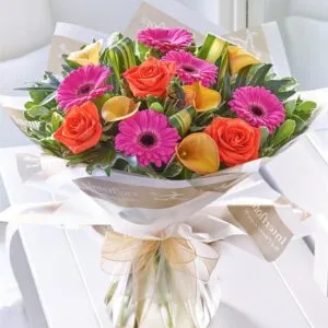 Vibrant Calla Lily, Rose & Gerbera Hand-tied
