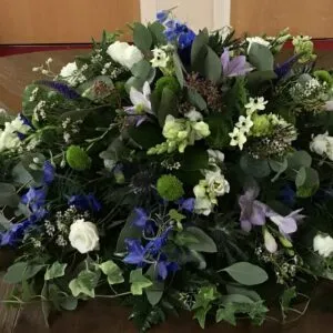 Blue & White Casket Spray