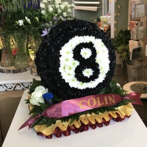 Black Pool Ball Funeral Flower Tribute