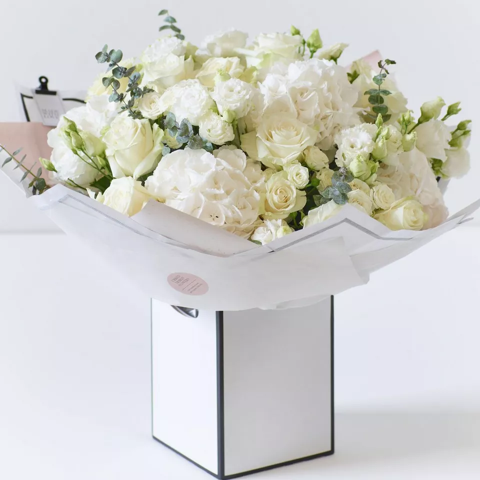Simply Beautiful –  Showstopper White Flower Bouquet