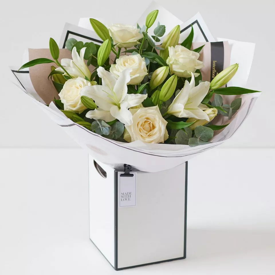 Simply Beautiful –  White Rose and Lily Bouquet